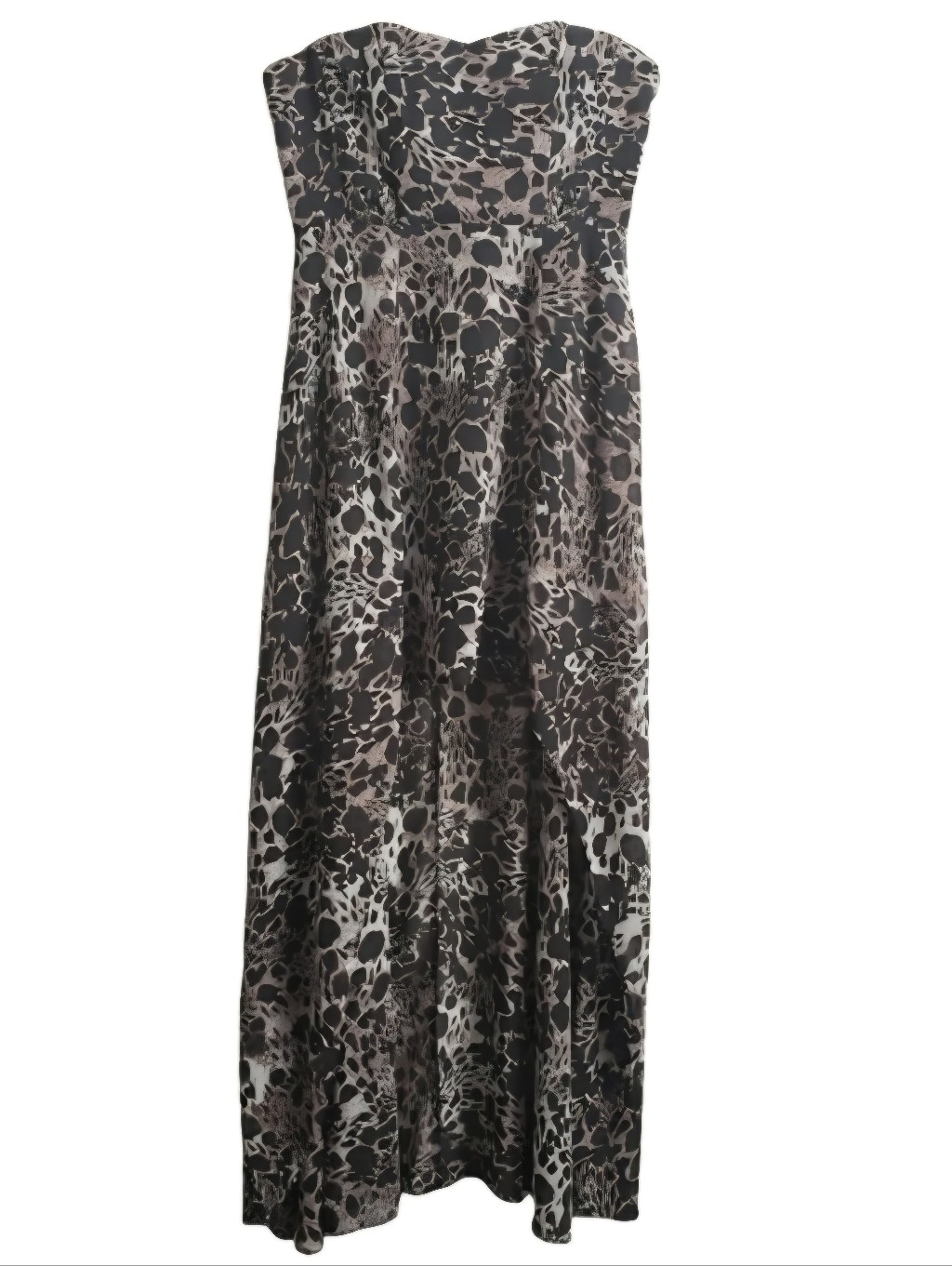 H&M Strapless Women's Sweetheart Neckline Leopard Animal Print Hi Low Dress 10